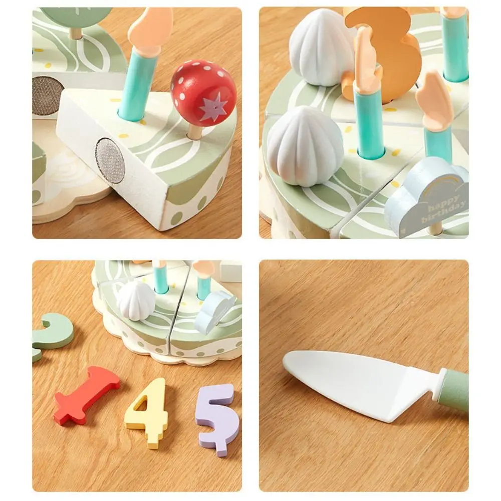 Modelo de pastel de madera, casa de juegos Montessori, juego de pastel de fiesta, juegos de comida, comida de simulación, cocina exquisita