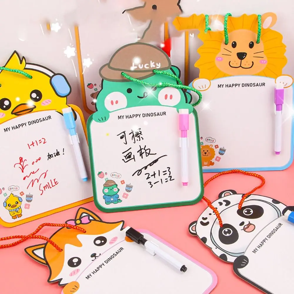 Cute Erasable Whiteboard Reusable Creative Whiteboard Notebook Cartoon Animal Shape Suspendable Message Pad Early Education