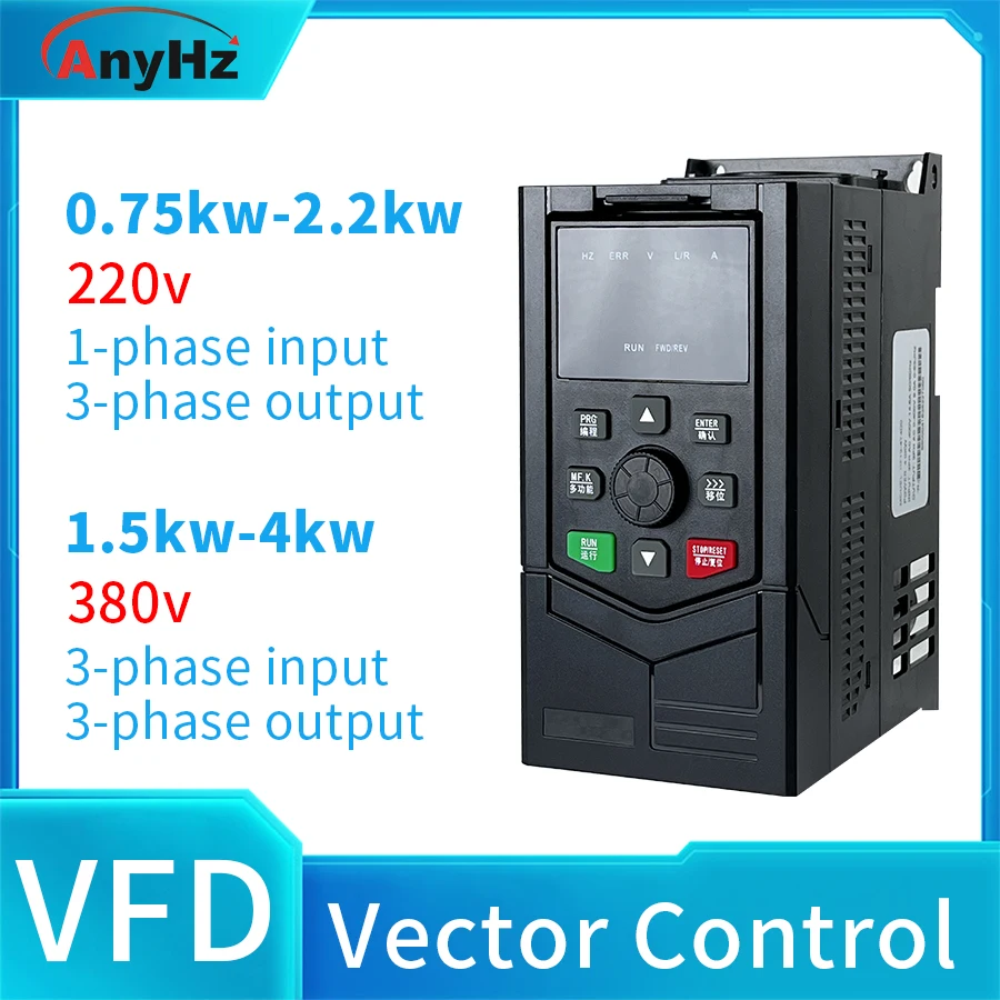 

VFD inverter 220V 380V 0.75kw1.5kw2.2kw4kw single-phase conversion three-phase inverter vector control small power variable freq