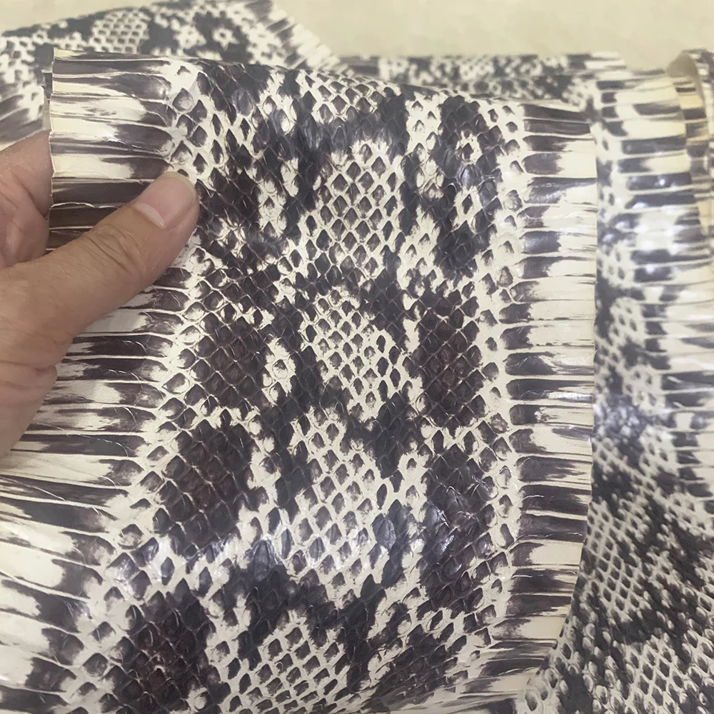 جلد الثعبان لحقيبة الهاتف، حزام DIY، مواد صنع حزام الساعة اليدوية، نمط اللون الأساسي، حجم كبير