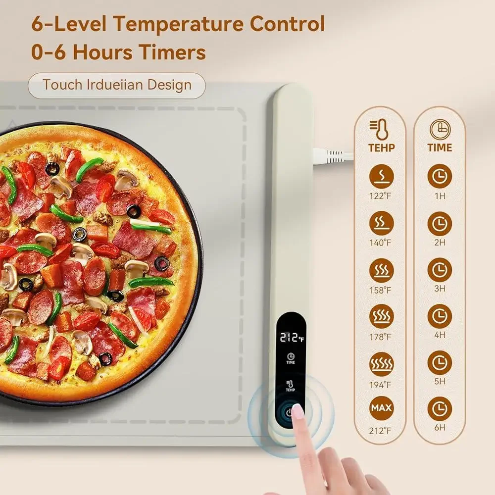 Graphene Food Warming Mat 500W Temperature Control Fast Heating Timer Silicone Non-Slip Design Indoor Outdoor Buffet Party Use