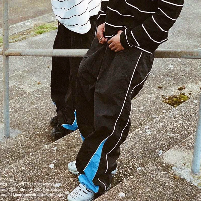 

Модные осенние спортивные ветровки с цветными блоками, персонализированные повседневные брюки для мужчин и женщин, красивые повседневные брюки