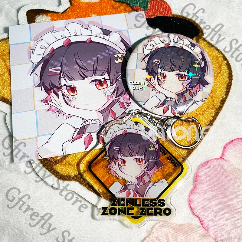 

Zenless Zone Zero Badge Von Lycaon Ellen Joe Hoshimi Miyabi Square Acrylic Pendant Keychain Ornaments Bags Hanging Drop Decor