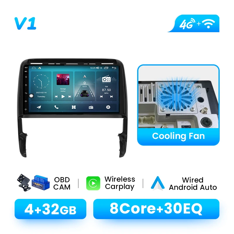 Auto radio voor PORSCHE CAYENNE 955 957 2002-2010 Android14 8-Core 8GB+128GB 1280*720 IPS Draadloos CarPlay Android Auto 4G WIFI GPS