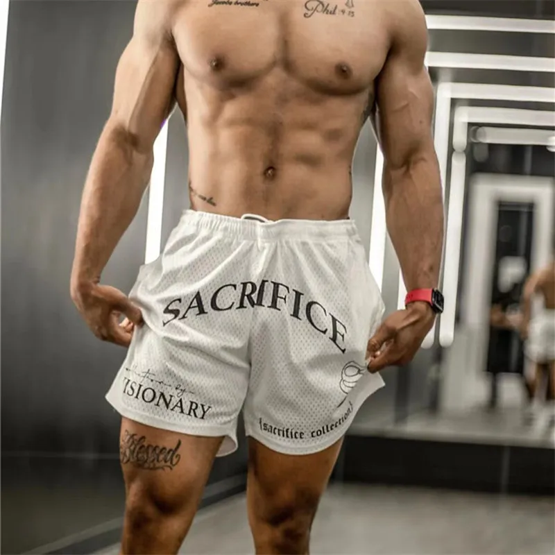 2024 Zomer Heren krótkie Nieuwe Heren 2 w 1 sportowe Korte wygodne szorty hiphopowo Fitness Snel Droog Ademende Dubbeldeks szorty
