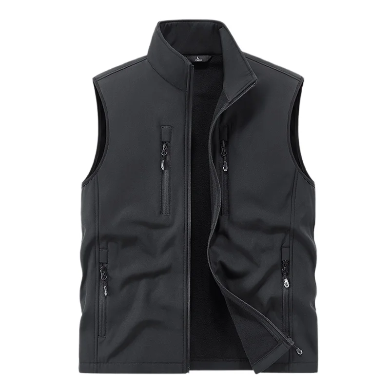 

Maxbarley Male Softshell Vest Luxurious Outdoor Hiking Windproof Thermal Jacket Fashionable Leisure Cold Proof Sleeveless Vest