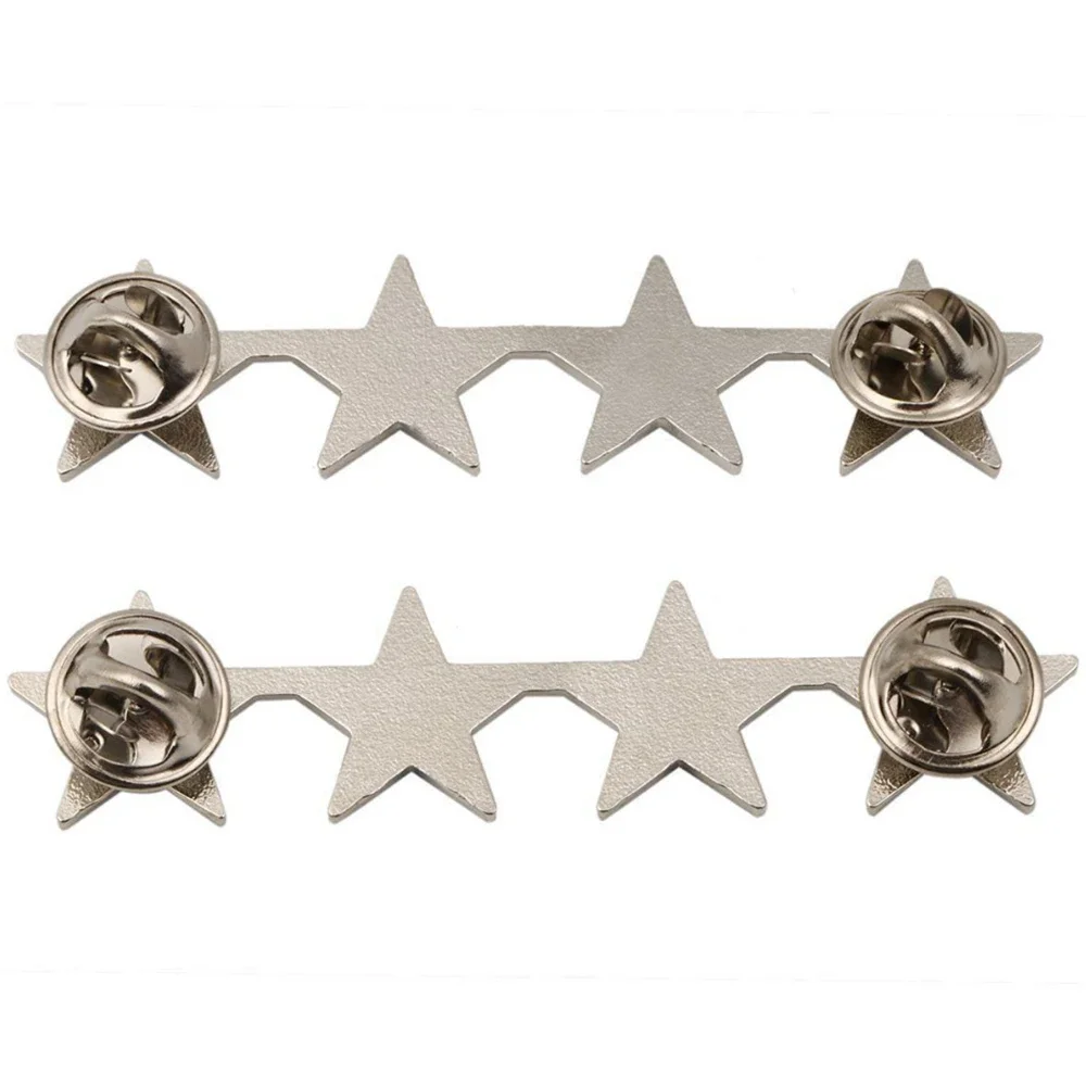PAAR US ARMY OFFICIER 4 STERREN ALGEMEEN RANG VIER STERREN ZILVEREN METALEN INSIGNIA BADGE PIN