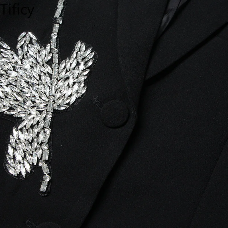 TIFICY Solid Color Small Blazer Women's Spring New Fashion Polo Collar Splice Heavy Work Decoration Pocket Splice Suit Jacket