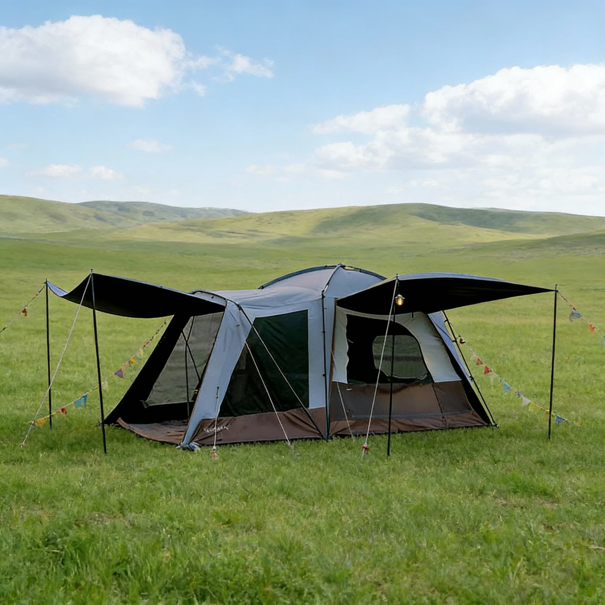 Outdoor Portable Car Rooftop Tent Side Awning for Camping SUV Rear Tunnel Tent Quick Automatic Opening Oxford 3-4 People