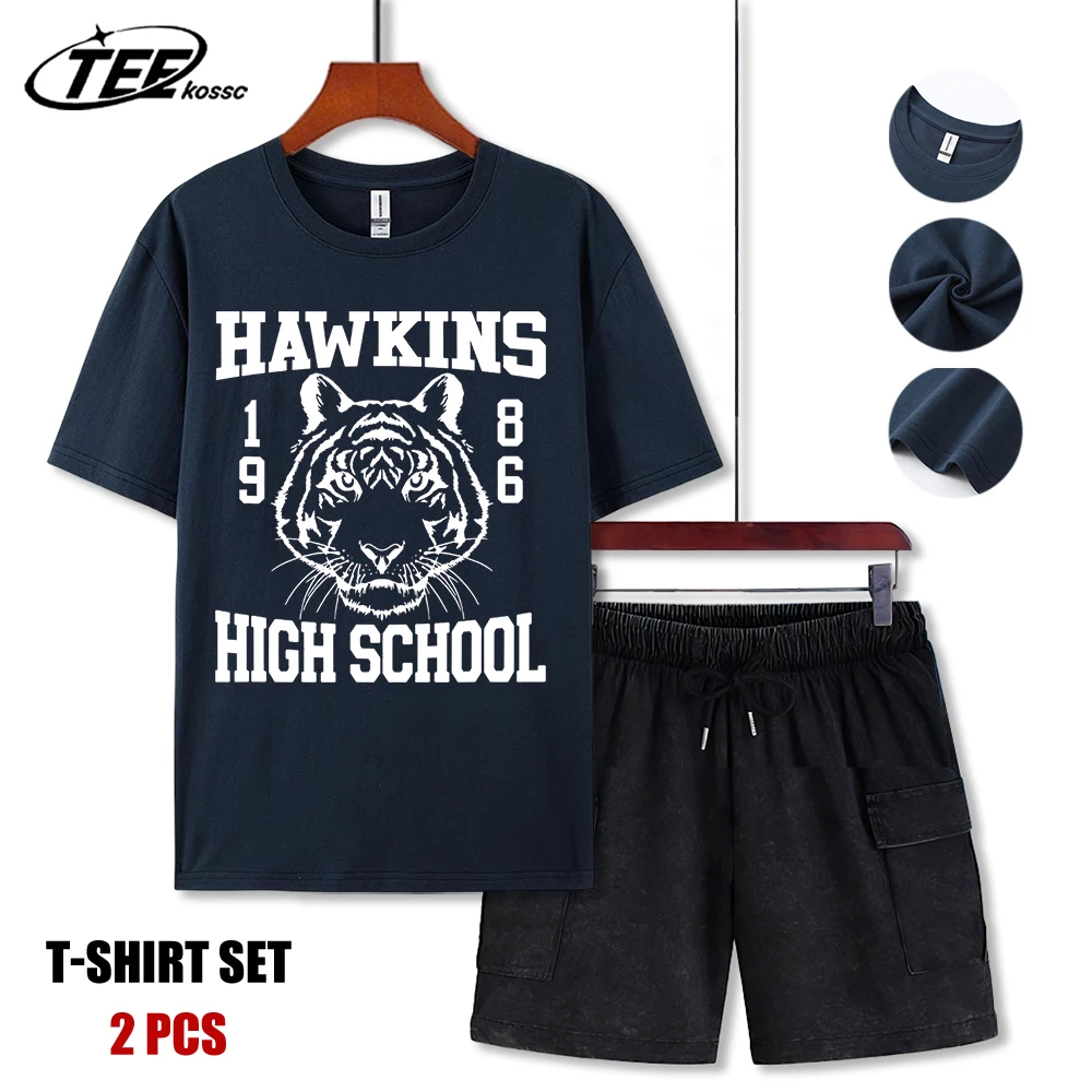 

Hawkins 1986 High School T-Shirt Men Summer Trendy T Shirts Oversized Colour Clothes Suit Unisex Cotton All-Match Sportswear
