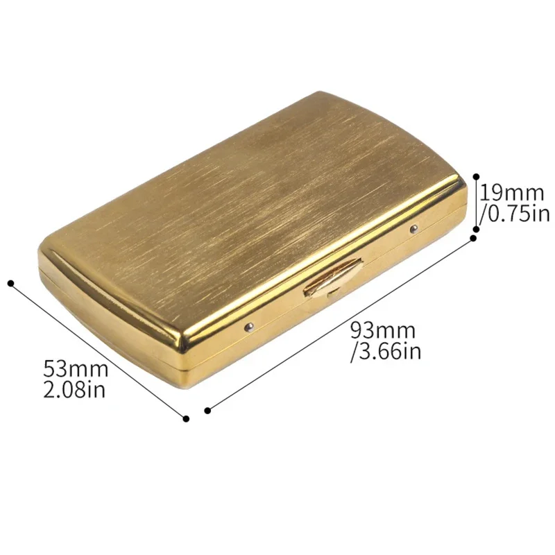 Pure Brass Cigarettes Box, Pocket Cigar Box, Storage Case, Anti-Pressure Cigarette Case with Slip, Smoking Accessories