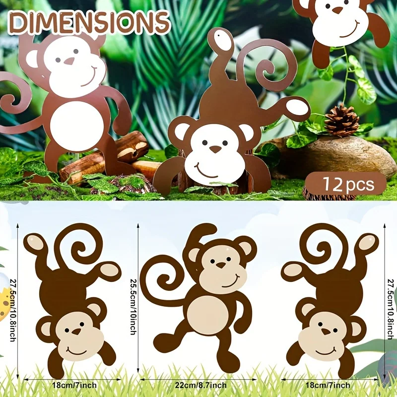 Felt Monkey Jungle Party Decorations Monkey Cutouts Forest Party Supplies Felt Animal Hanging Jungle Themed Felt Monkey Hanging