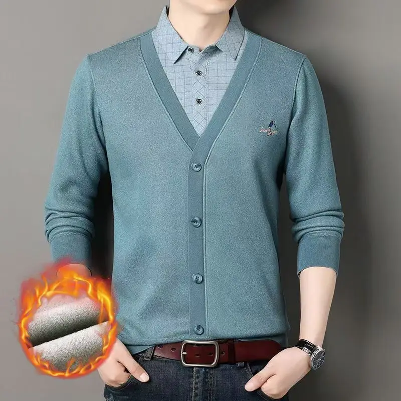 2025 Winter Men's New Style Fleece-lined Button-Down Shirt - Comfortable, Warm, Thick, And Stylish Casual Base Layer Shirt
