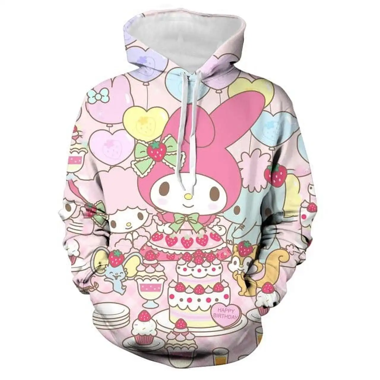 MINISO Spring Autumn Kids HELLO KITTY Hoodie Cartoon Pullover Adult Kids Casual Hooded Clothing Boys Girls Fashion Coat with Hat