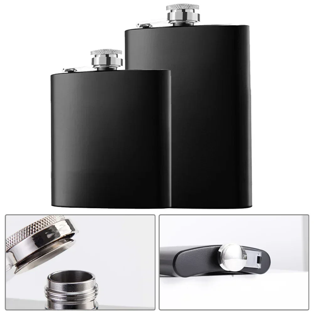 

6/8oz Stainless-Steel Whiskey Liquor Wine Bottle Black Hip Flask Outdoor Travel Camping Portable Pocket Alcohol Flask Hip-flask