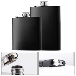 6/8oz Stainless-Steel Whiskey Liquor Wine Bottle Black Hip Flask Outdoor Travel Camping Portable Pocket Alcohol Flask Hip-flask