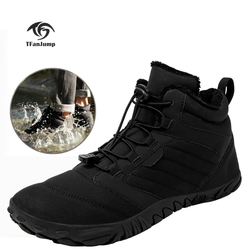 TFanJump MEN Winter Waterproof Snow Ankle Boots Thick Suede Lining Non-Slip Warm Shoes, Suitable For Extremely Cold Environments