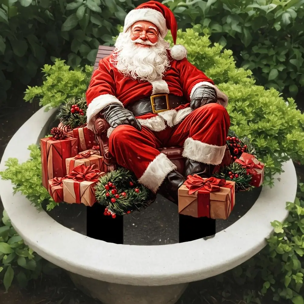 Santa Claus 2D Acrylic Decorative Ground Pile Garden Lawn Props Ground Insertion Potted Plants Decorative Christmas Gift