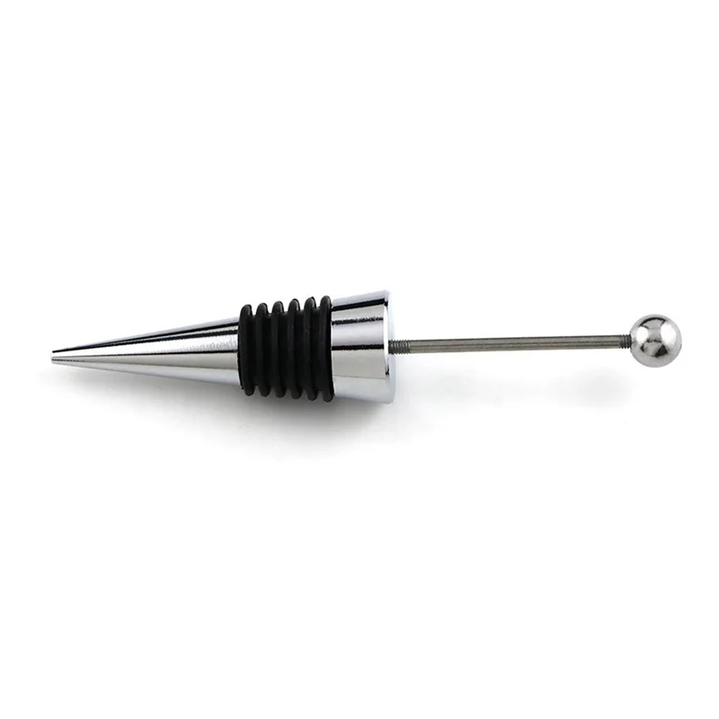 

ABUN-40Pcs Add A Bead Rhinestone Lampwork Decorative Beaded Wine Bottle Stopper Zinc Alloy Silver Beadable Bottle Stopper