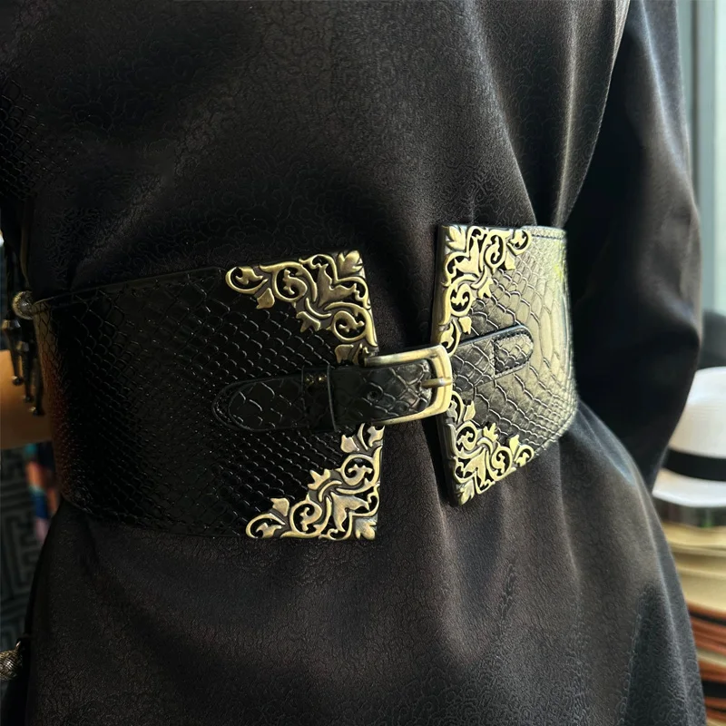 Unisex Corset belt Desiner belt for Women luxury Pattern wide belt for Girdles Gothic Black Cowgirl Golden men's belts Female