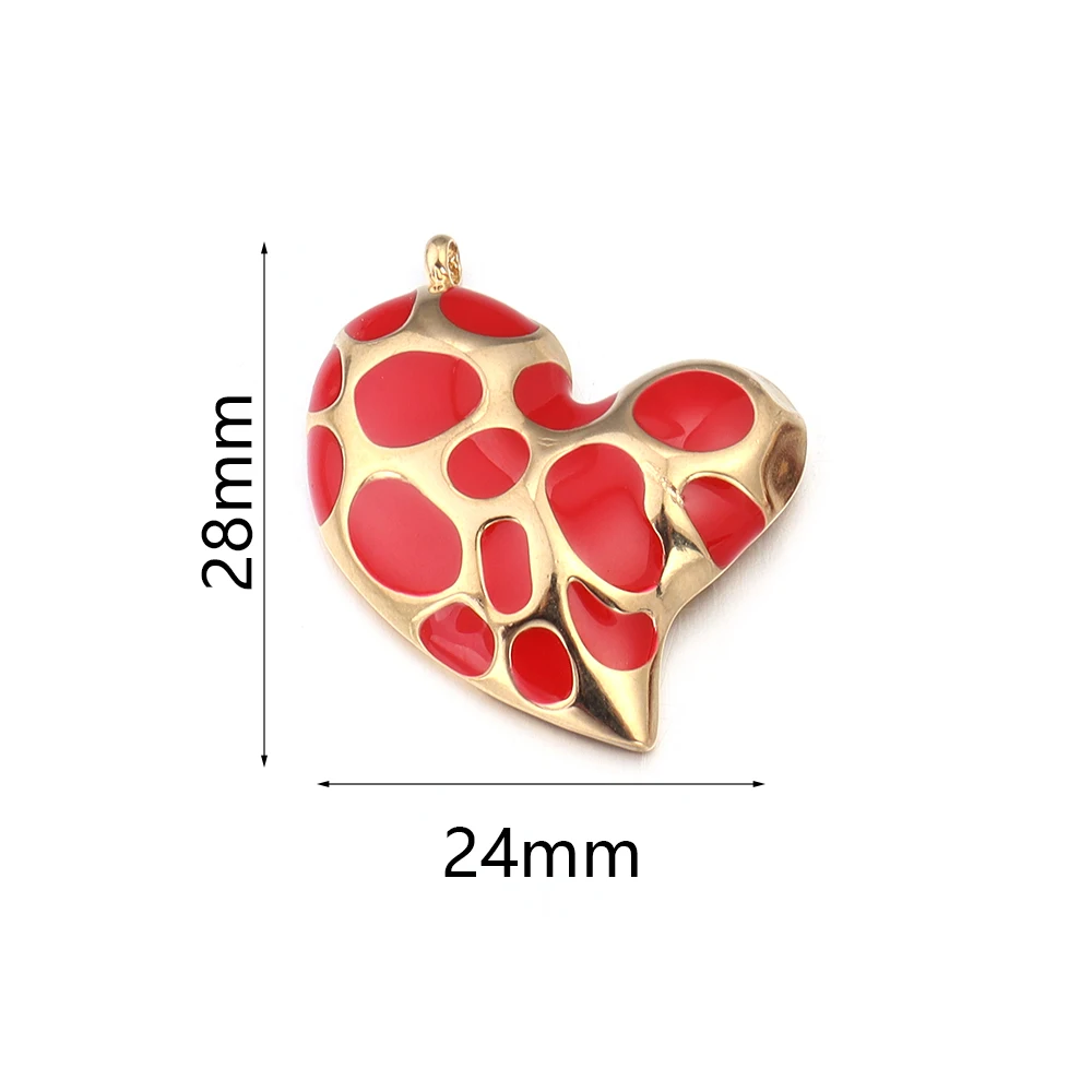 2pcs Stainless Steel Heart Pendant Charms 24X28mm Oil Drop Heart Pendants For DIY Jewelry Making Earring Necklace Accessories