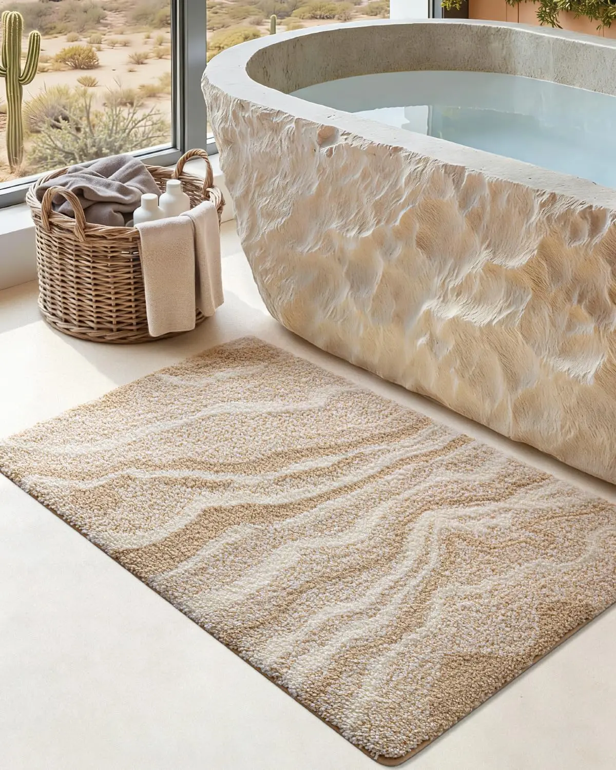 

Мягкий впитывающий коврик для ванной с мраморным узором, нескользящий, машинная стирка, для душа, ванны, раковины, бежевый, 17x30