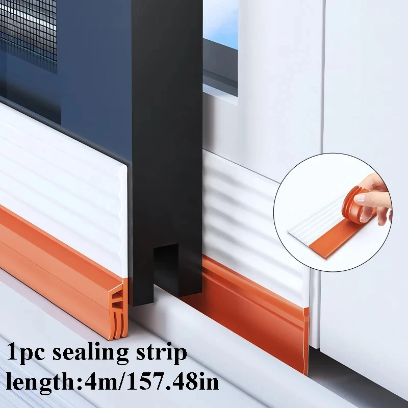 

Уплотнительная лента для раздвижных окон, 4 м/157,48 дюймов, самоклеящаяся, тройная звукоизоляция, ветрозащитная, защита от холода, регулируемая, 1 шт.