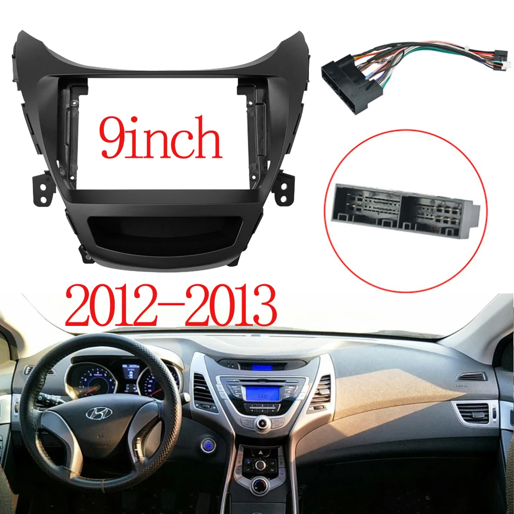 2 Din 9 Inch Car Radio Installation DVD GPS Mp5 ABS PC Plastic Fascia Plane Frame for HYUNDAI Elantra 2012-2015 Dash Kit