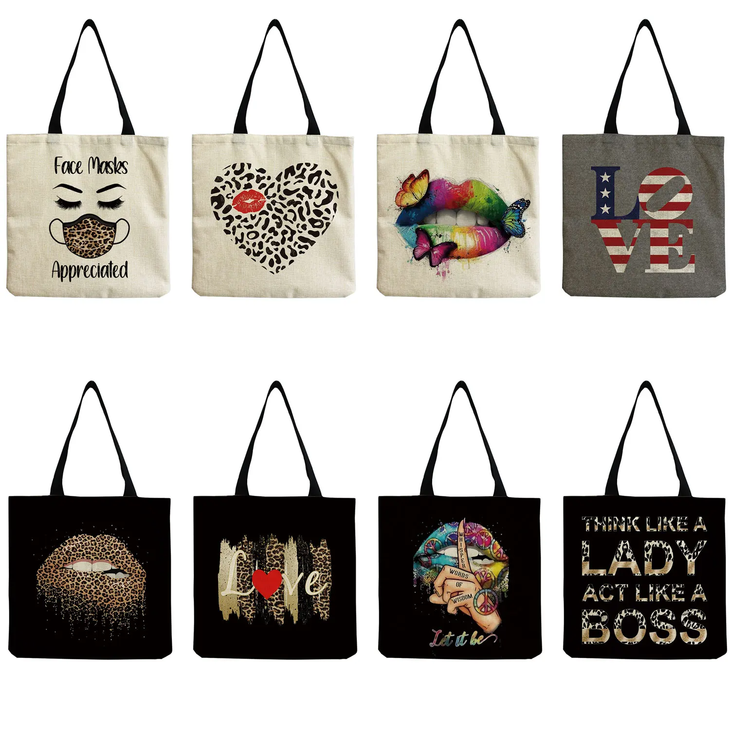 Sexy Lip Print High Capacity Beach Bag Shopper Bag Women Handbag Eco Friendly Fashion School Season Teacher Gift Shoulder Bag