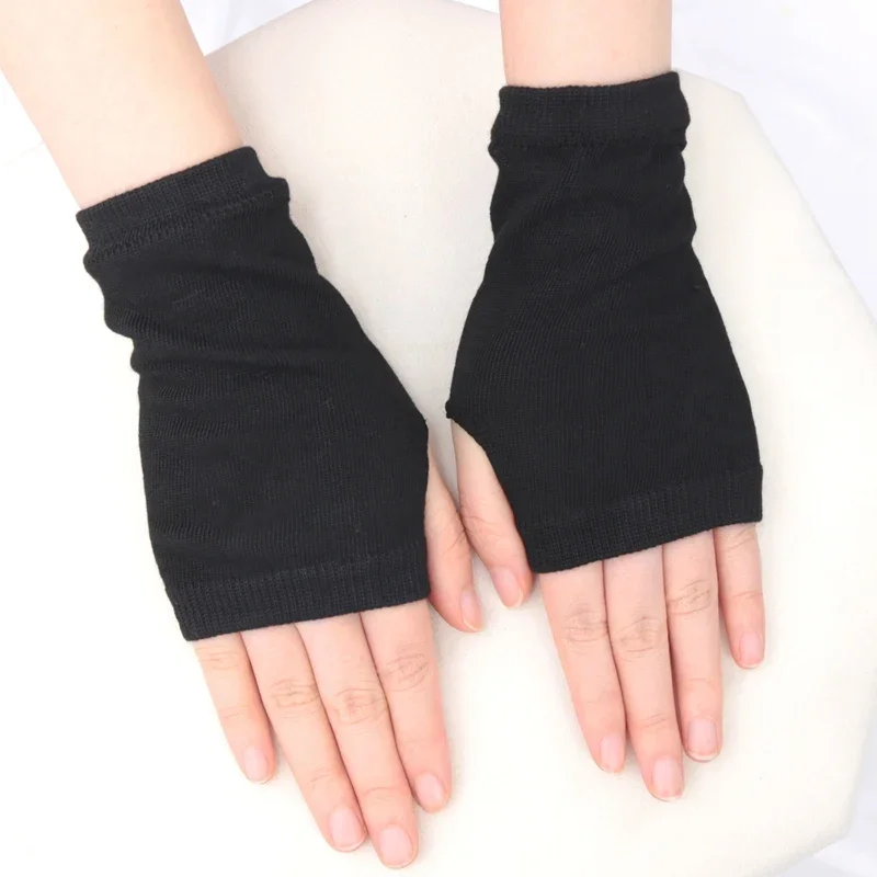 Kurze fingerlose Handschuhe Unisex Baumwolle Schwarz Punk Handschuh Gestrickte Halbfinger Fäustling Hip-Hop Student Anime Handschuhe Cosplay Zubehör