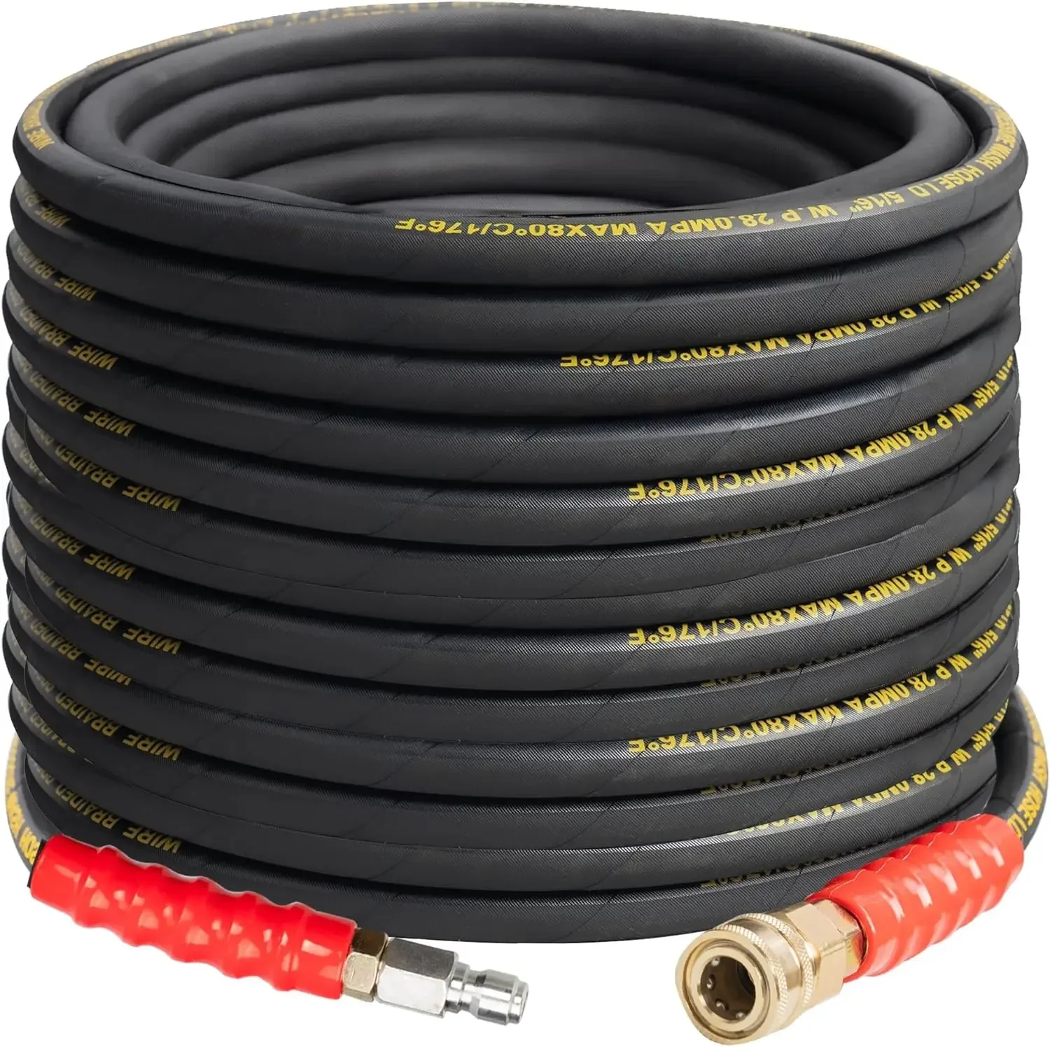 

100FT Pressure Washer Hose with 3/8 Inch Quick Connect, Kink Resistant High Tensile Wire Power Washer Hose, 4000 PSI