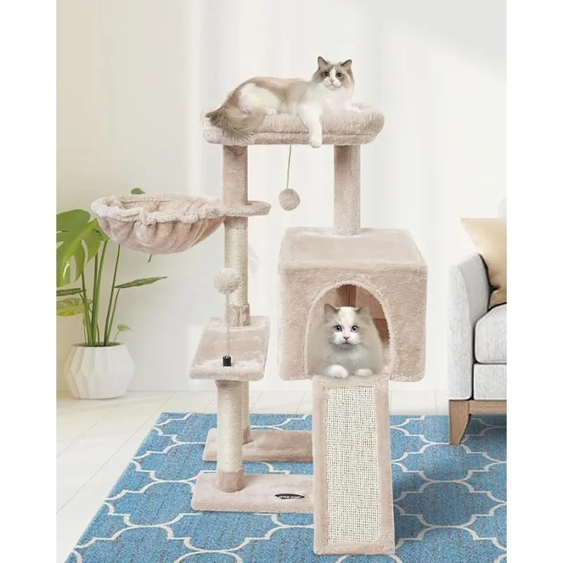 

MIAO PAW Beige Cute Cat Tree Tower for Indoor Cats Condo with Sisal Scratching Posts Jump Platform Furniture Activity Center Pla