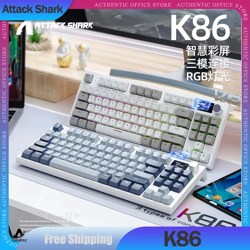 

Attack Shark K86 Mechanical Keyboard 3mode 2.4g Wireless Bluetooth Keyboard 75% Layout Rgb Light Hot-Swap Gaming Keyboads Gifts