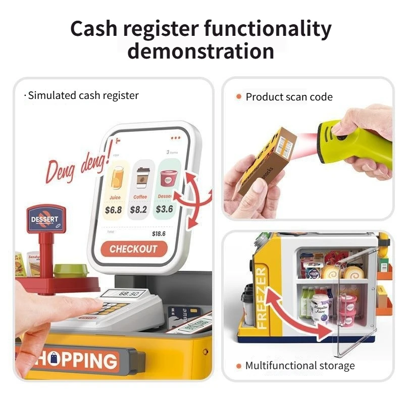 Cross-border new children's play house toys boys and girls supermarket checkout page set simulation vending machine game