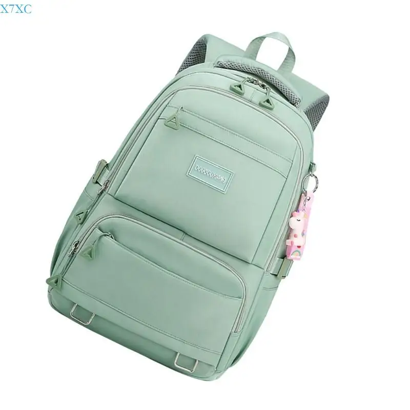 X7XC Trendy School Bag Nylon Backpack for Youth Large Storage Capacity Rucksack with Adjustable Strap Student Book Bag
