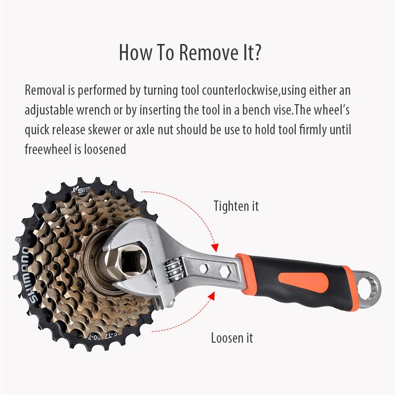 Bike Sprocket Remover Chain Whip Tool Flywheel Cassette Lockring Freewheel Removal Tool Turner Bicycle Chain Repair Wrench