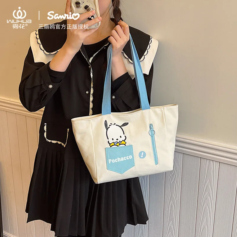 Torba Sanrio Kawaii Cinnamoroll torebka Tote pluszowe torby kurierskie na ramię Kuromi Hello Kitty wypchany plecak do makijażu prezent