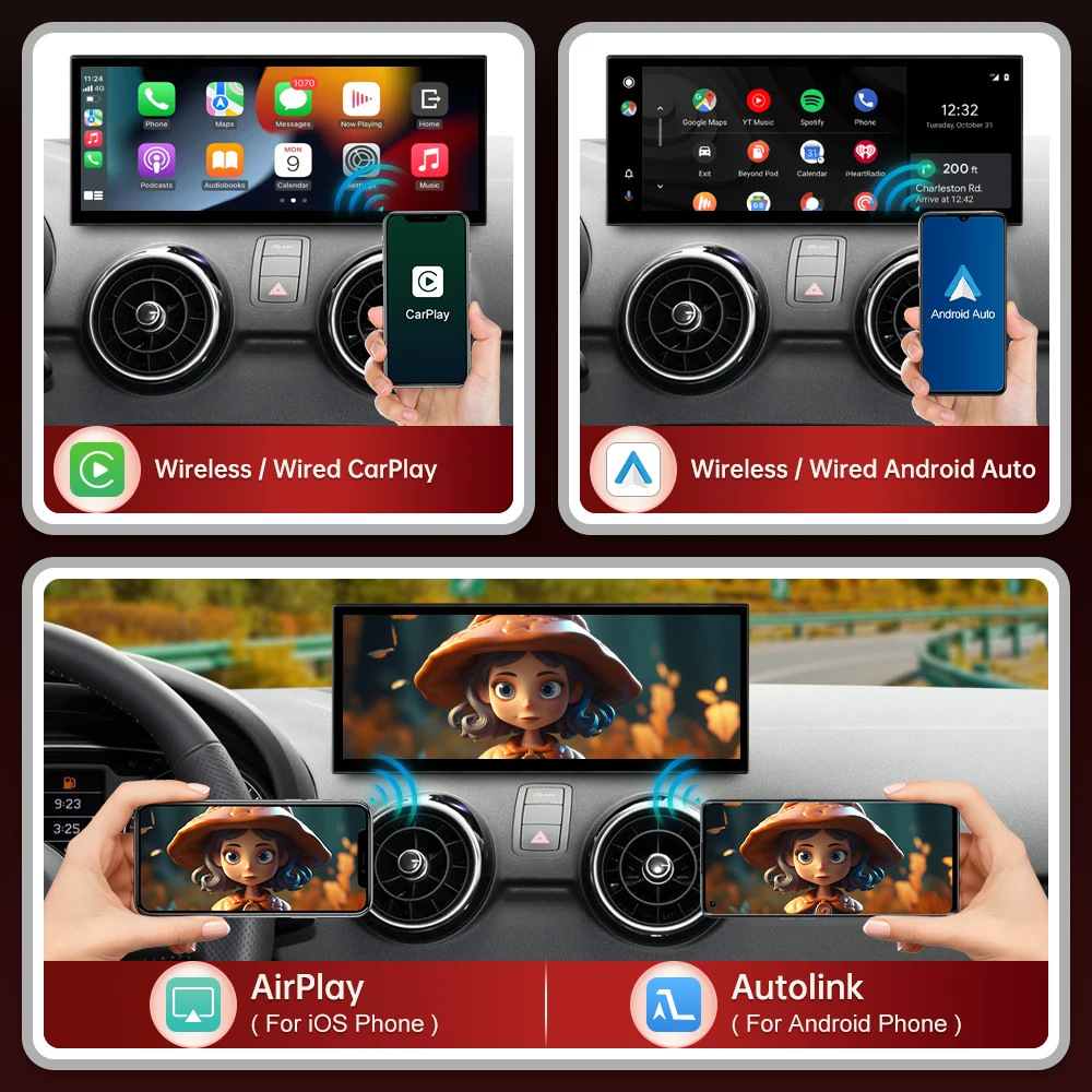 12.3インチ RoadTop ワイヤレスCarPlayマルチメディアディスプレイ Android Auto対応 Audi A1 2012-2018 Airplay/Autolink機能搭載