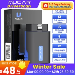 MUCAR DriverScan OBD2 Scanner Bluetooth, ferramenta de verificação bidirecional de todos os sistemas OE Level Diagnostic Teste ativo / atuação com mais de 15 funções de serviço Todo software 1 ano grátis para iPhone e