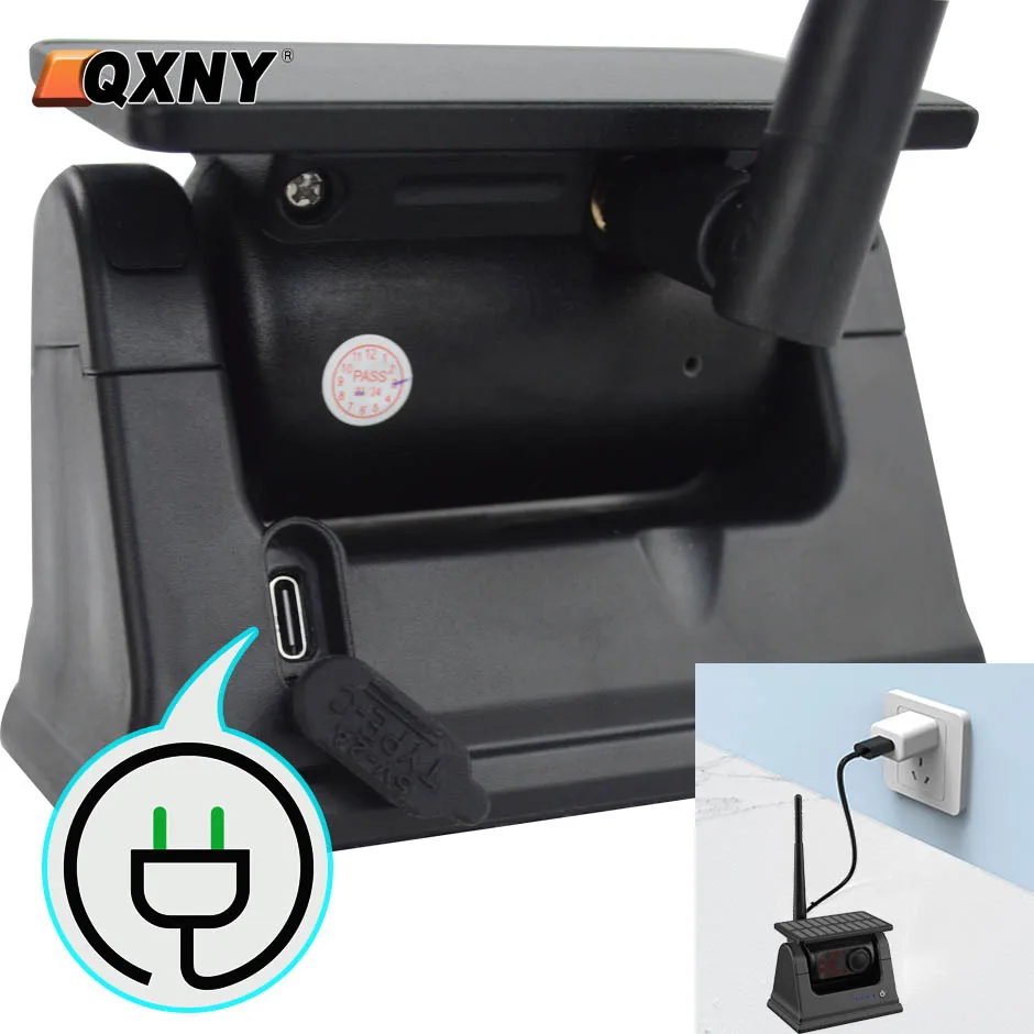 QXNY WiFi Solar Wireless Rear View Backup Camera IR Night Vision Waterproof Strong Magnet Base for RV Truck Car Lorry Camper Van