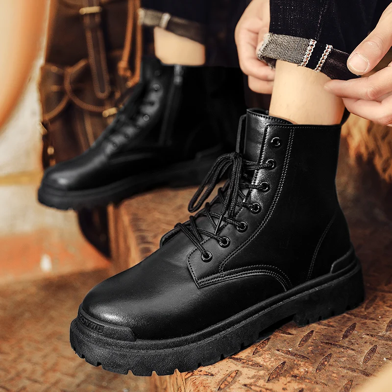 2024 new all-match military boots Snow fashion autumn new men\'s boots work boots outdoor boots  platform boots  men boots boots