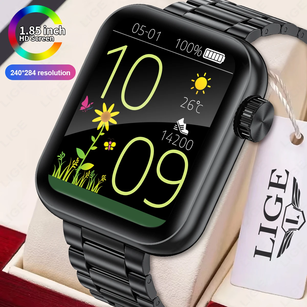 LIGE New Smart Watch Women Men 3D Dynamic Dial Bluetooth Call 1.85