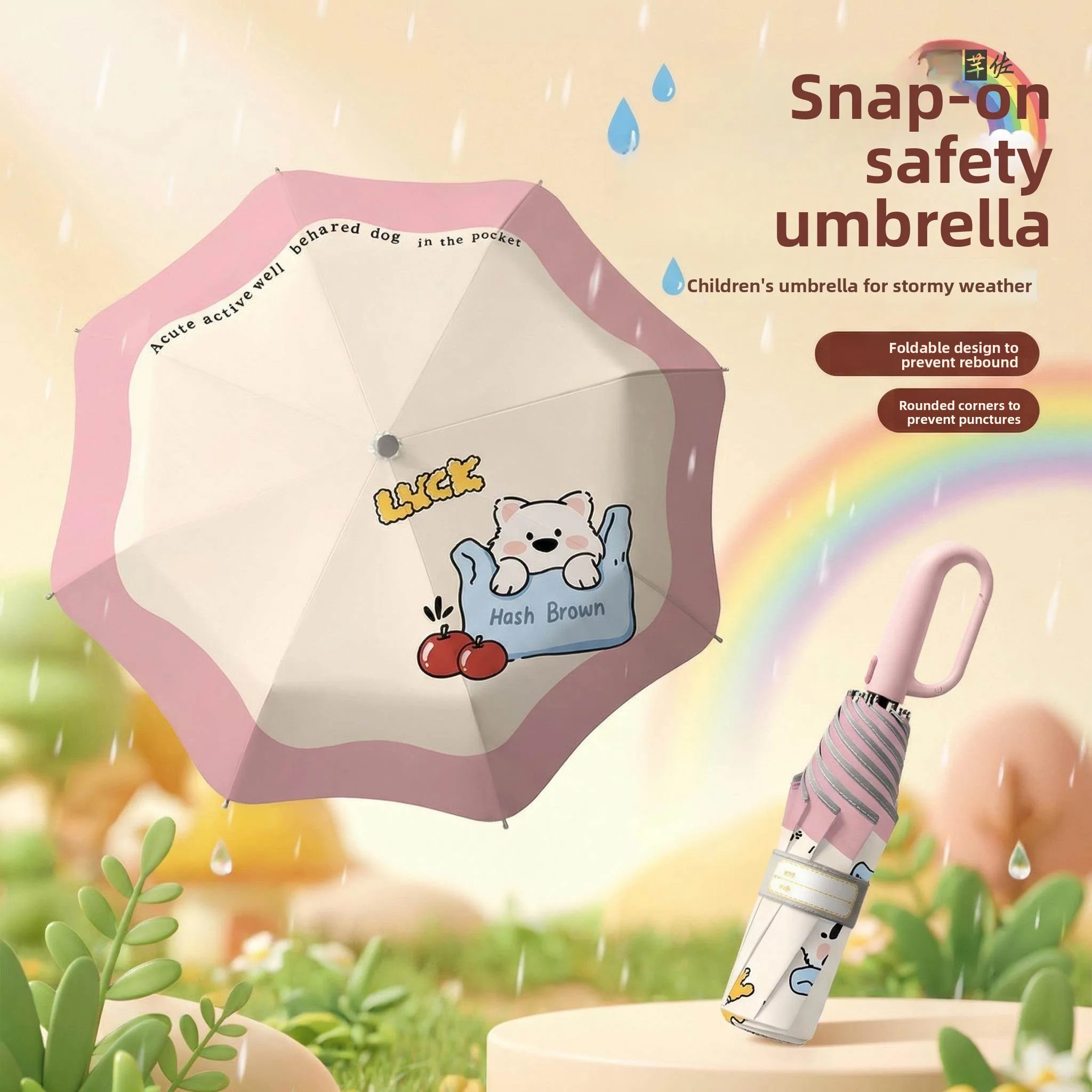 

Портативный компактный автоматический зонт для студентов и школьников, безопасный, с закругленными углами, женский, двусторонний, всепогодный, из нержавеющей стали