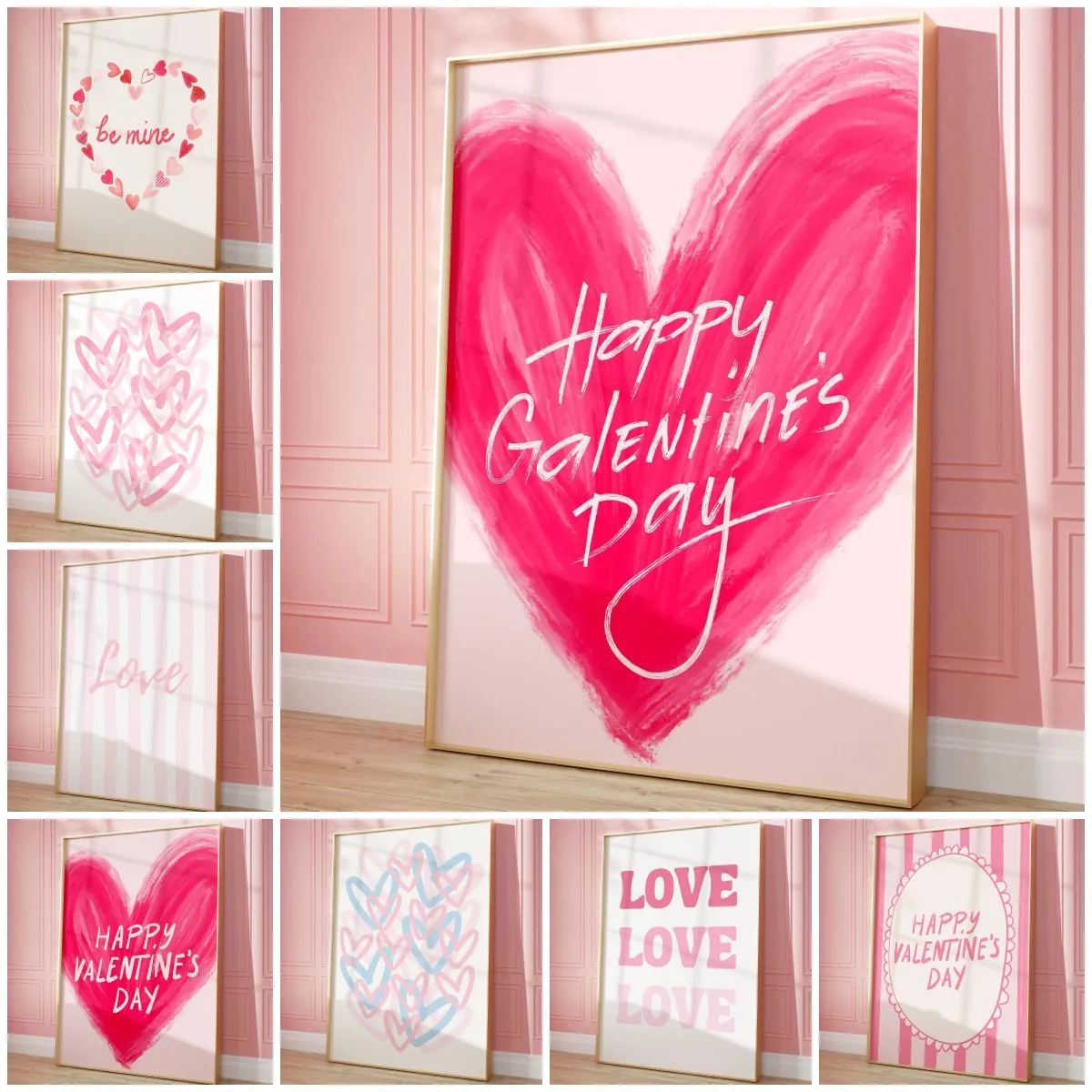 1PC frameless decorative art print,Happy Valentine's Day Wall Art Love Valentines Day Poster, Valentines Day Decor, Typography W