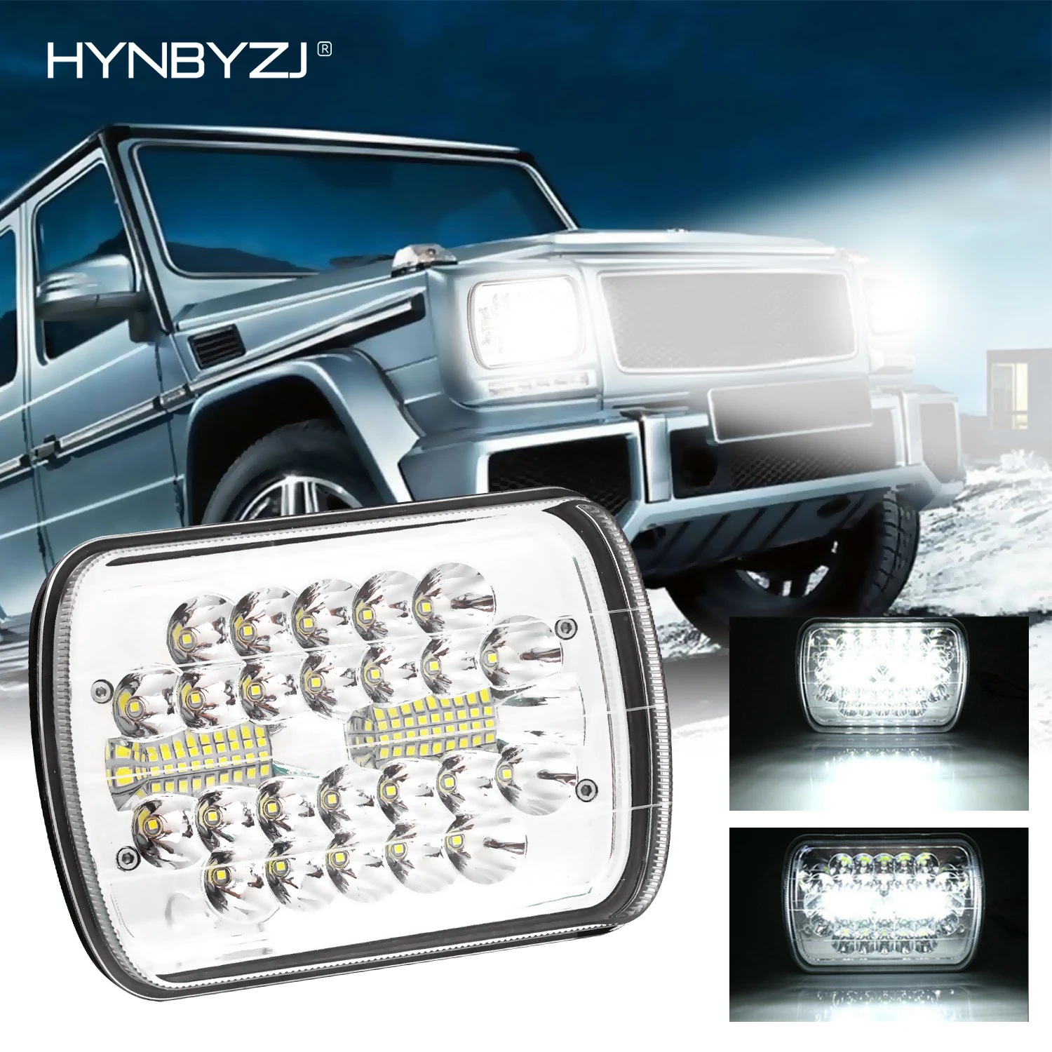 

HYNBYZJ 180W 7x6 5x7 Inch LED Headlight Hi Lo Beam Halo DRL With Adapter Cable For Wrangler Truck/Jeep Cherokee XJ /Wrangler YJ