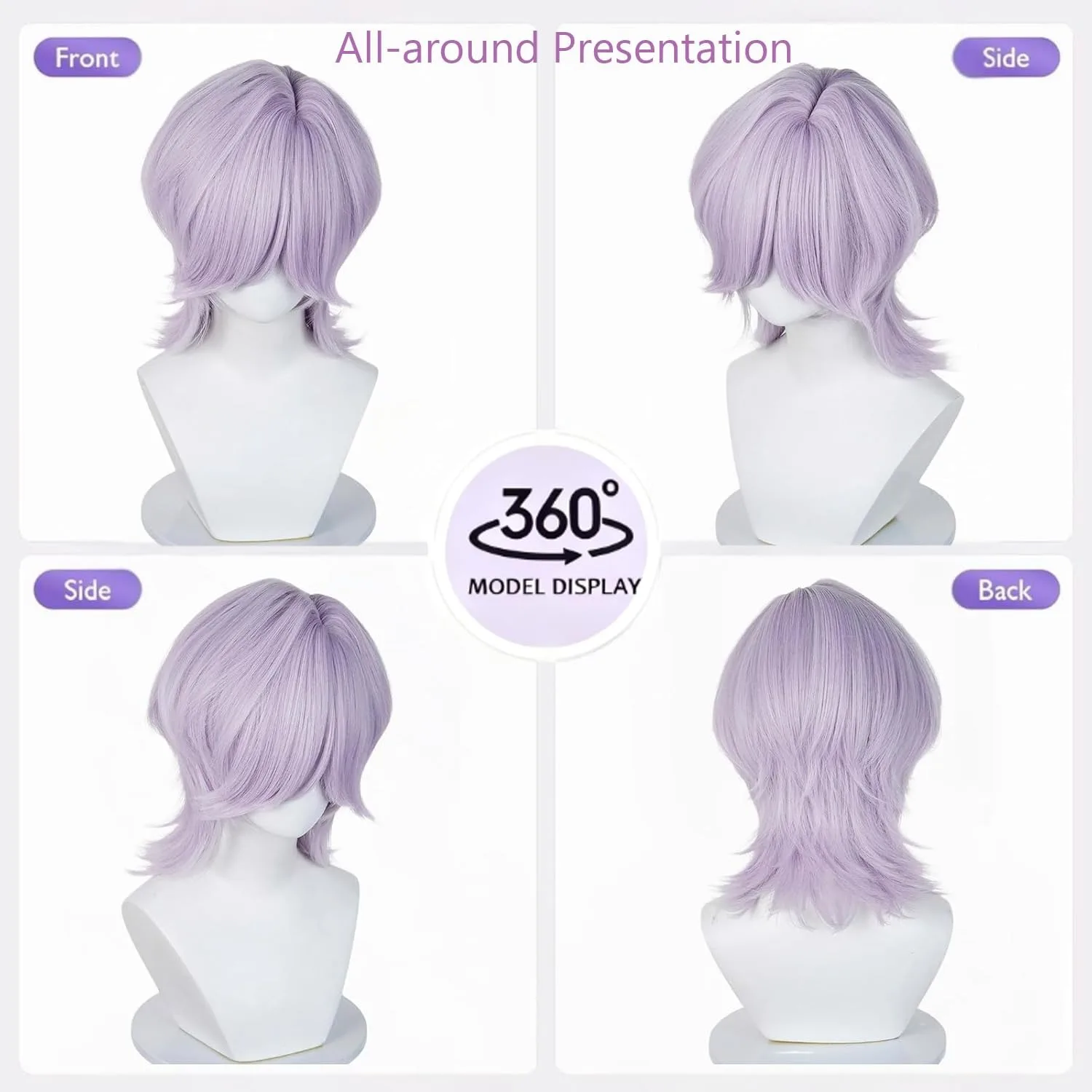 Kostüm Cosplay Perücke für Kinder Anime Pop Sänger Cosplay Perücken Jungen Idol Kostüm Perücke Halloween Zubehör Haar für Männer Hellviolett