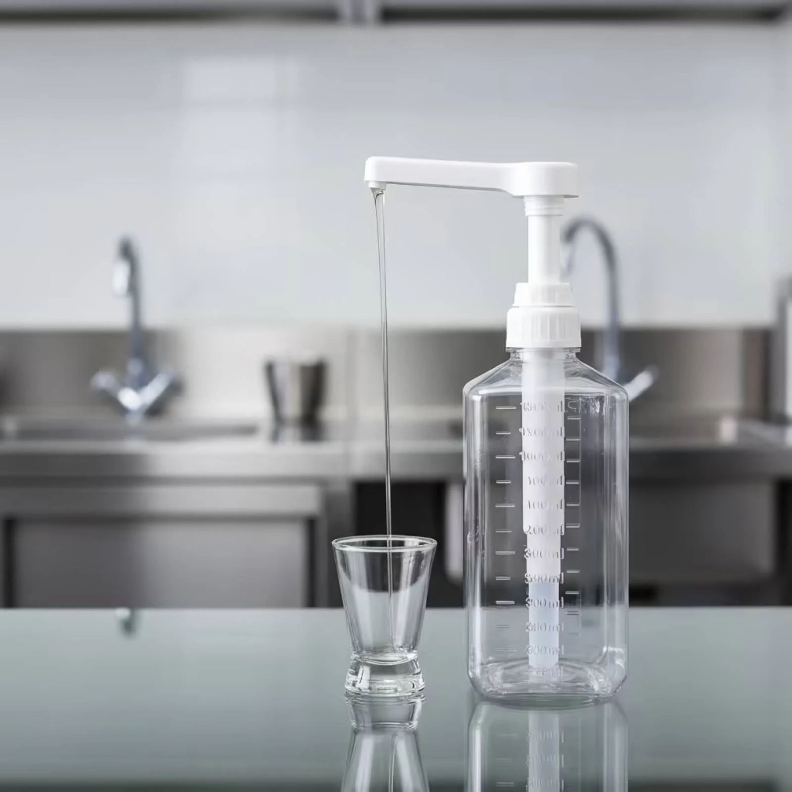 Syrup Dispenser with Pump Food-Safe Sauce Dispenser with Pump Bottle with Measuring Scale Transparent Container Clear
