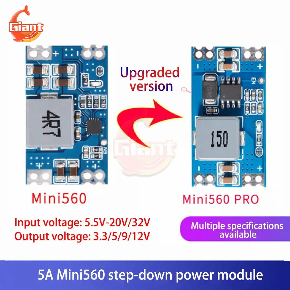 5A Aggiornato MINI560 Step Imbottiture Stabilizzazione Modulo di Alimentazione Regolatore di Tensione Buck Converter Modulo Scheda 3.3V 5V 9V 12V