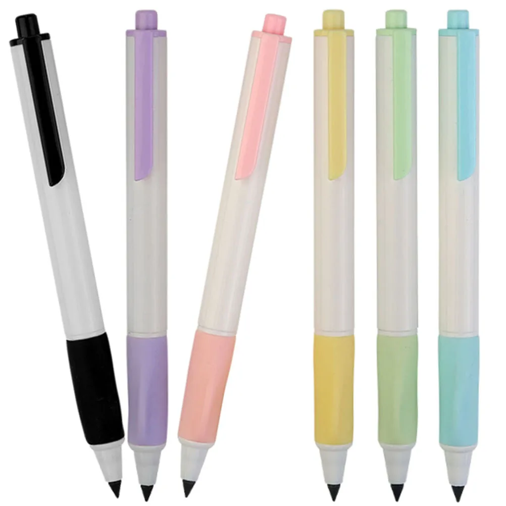 

6pcs Automatic Pencils Non Sharpening Smooth Writing Plastic Stationery Students Drawing Gifts Office SuppliesForever Pencil