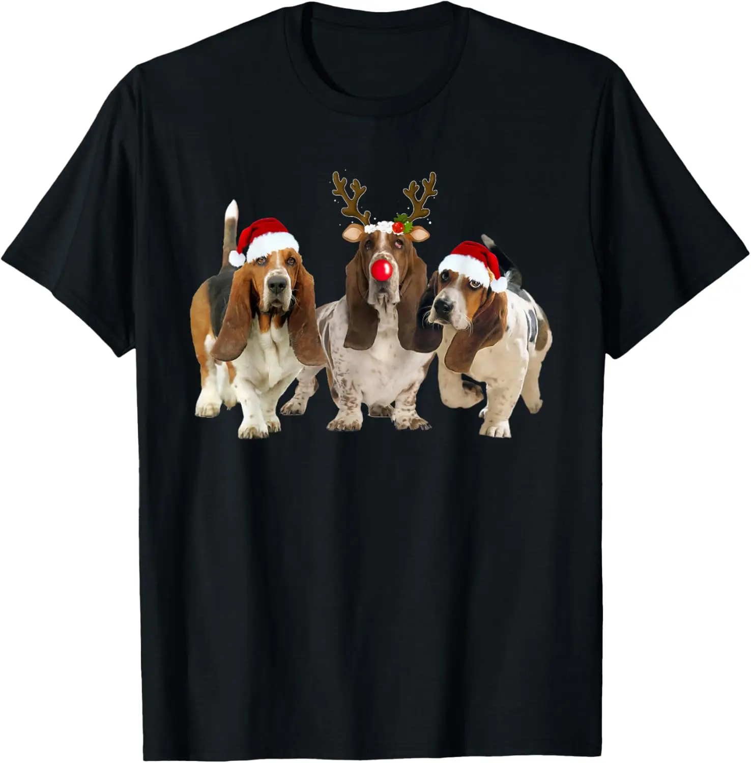 

Funny Basset Hound Christmas Reindeer Santa Hat